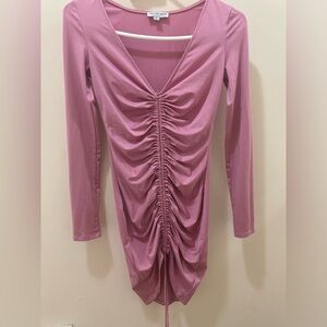PRETTY IN PINK LONG SLEEVE BODYCON DRESS Cinched Size XS